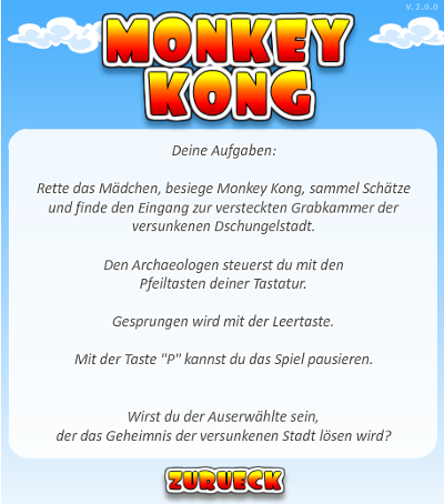 Printscreen der Steuerung Anleitung von Monkey-Kong